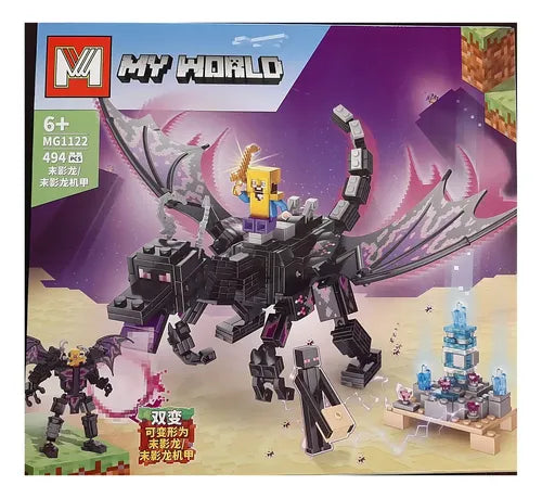 BLOQUES MINECRAFT STEVE MONTADO AL ENDERDRAGON 494 PCS 1221 [MG1122]