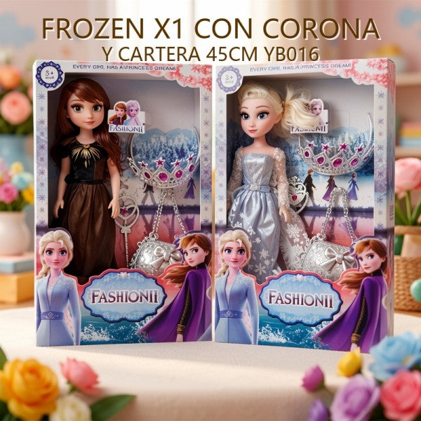 FROZEN X1 CON CORONA Y CARTERA 45CM YB016