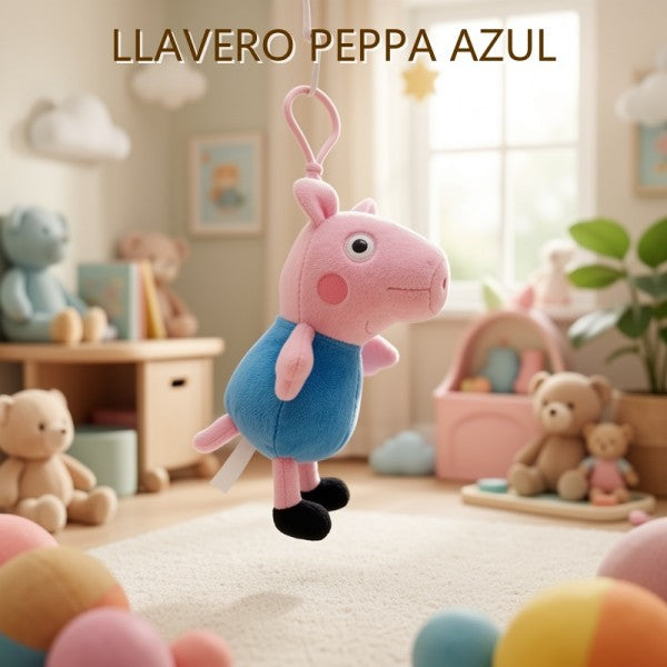 LLAVERO DE PELUCHE PEPPA AZUL