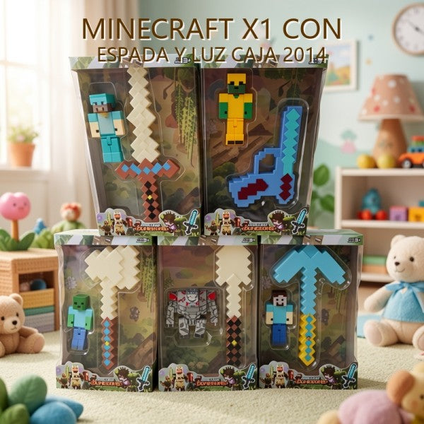 MINECRAFT X1 CON ESPADA Y LUZ CAJA 2014