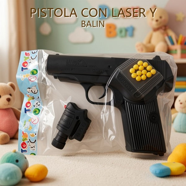 PISTOLA CON LASER Y BALIN