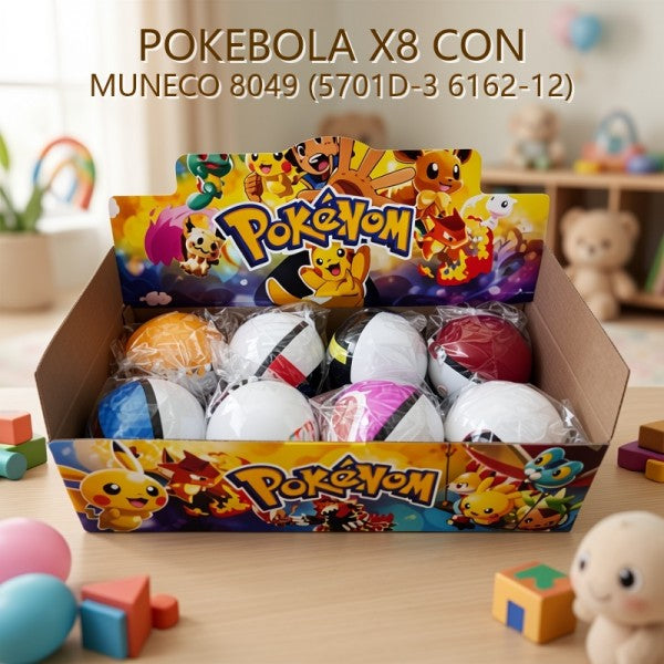 POKEBOLA POKEMON X8 CON MUNECO 8049 (5701D-3 6162-12)