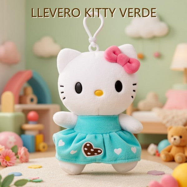 LLAVERO DE PELUCHE KITTY VERDE