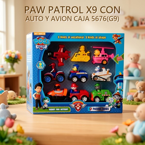 PAW PATROL X9 CON AUTO Y AVION CAJA 5676 [G9]