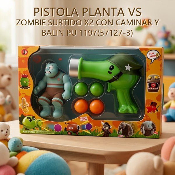PLANTAS VS ZOMBIES PISTOLA SURTIDO X2 CAMINAN Y CON BALIN 1197(57127-3)