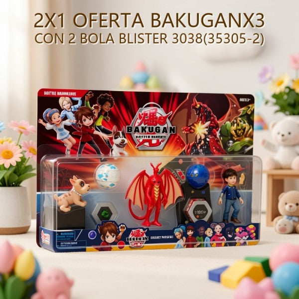 OFERTA 2X1 BAKUGAN X3 CON 2 BOLA BLISTER 3038(35305-2)
