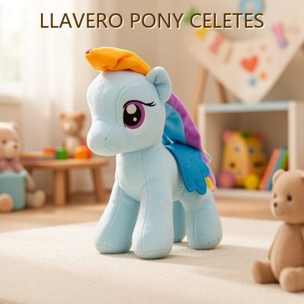 LLAVERO DE PELUCHE PONY CELESTE