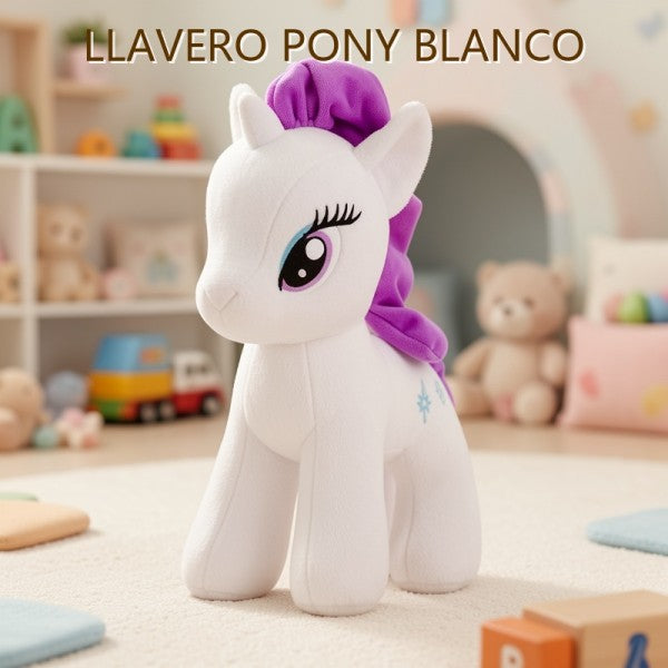 LLAVERO DE PELUCHE PONY BLANCO