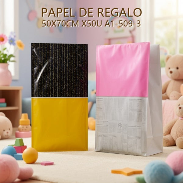 PAPEL DE REGALO 50X70CM X50U A1-509-3