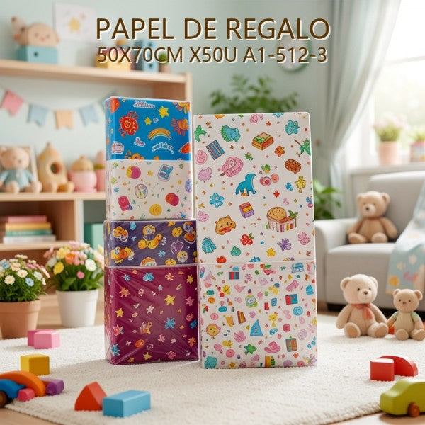 PAPEL DE REGALO 50X70CM X50U A1-512-3