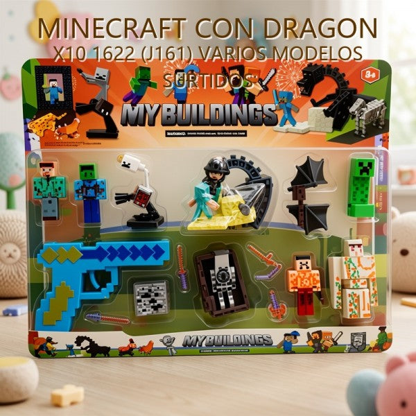 MINECRAFT CON DRAGON X10 1622 (J161) VARIOS MODELOS SURTIDOS