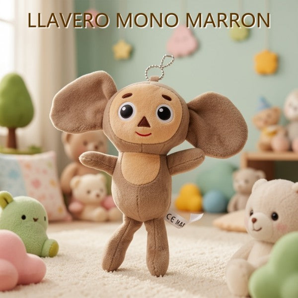 LLAVERO DE PELUCHE MONO MARRON
