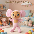 LLAVERO DE PELUCHE MONO ROSA