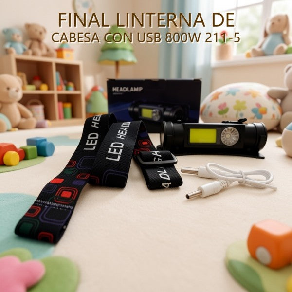 LINTERNA DE CABESA CON USB 800W 211-5 PRECIO FINAL!!!