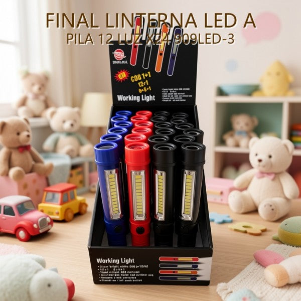 LINTERNA LED A PILA 12 LUZ X24 909LED-3 PRECIO FINAL!!!