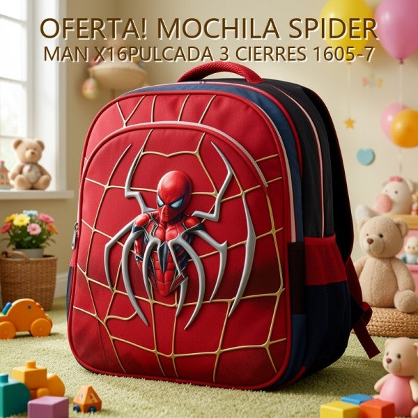 MOCHILA SPIDER MAN X16PULCADA 3 CIERRES 1605-7 OFERTA FINAL!!!