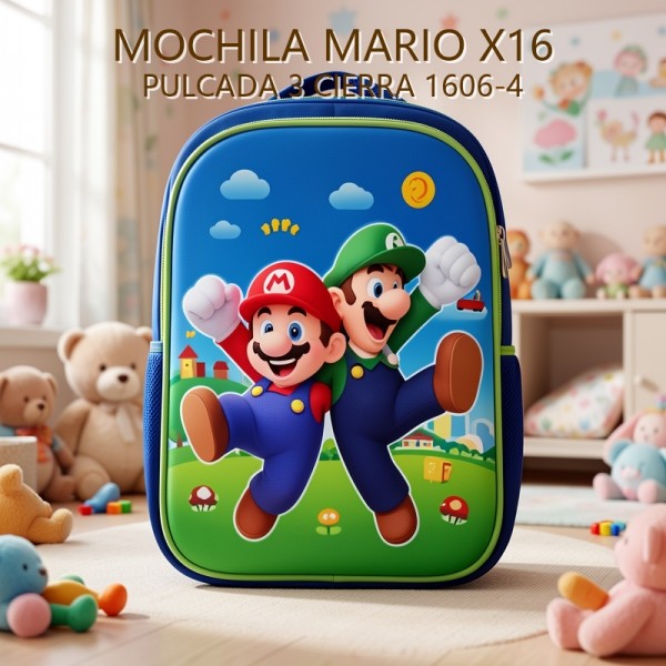 MOCHILA MARIO X16 PULCADA 3 CIERRA 1606-4