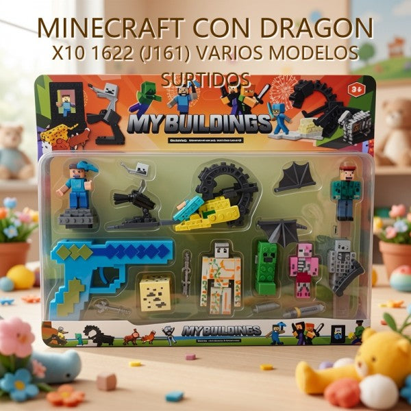 MINECRAFT CON DRAGON X10 1622 (J161) VARIOS MODELOS SURTIDOS