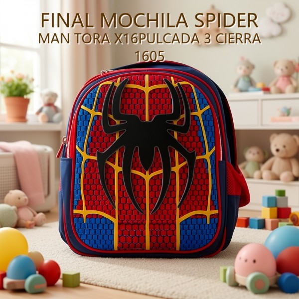 MOCHILA SPIDER MAN TORA X16PULCADA 3 CIERRA 1605 PRECIO FINAL!!!