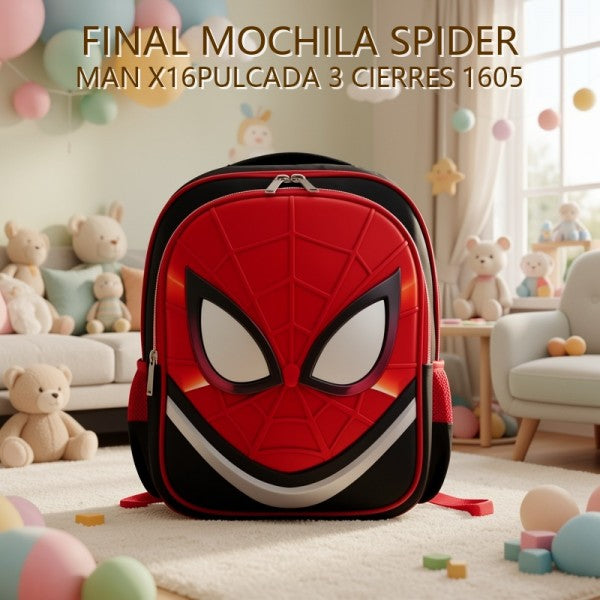 MOCHILA SPIDER MAN X16PULCADA 3 CIERRES 1605 PRECIO FINAL!!!