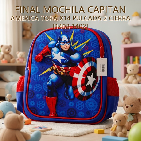 MOCHILA CAPITAN AMERICA TORA X14 PULCADA 2 CIERRA [1408 1402] PRECIO FINAL!!!
