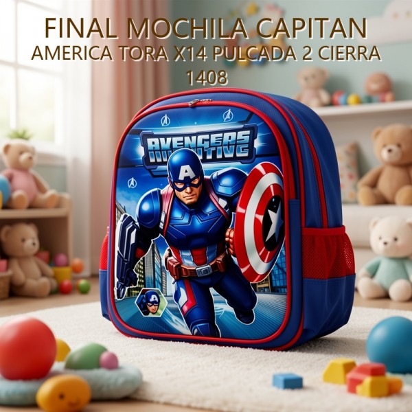 MOCHILA CAPITAN AMERICA TORA X14 PULCADA 2 CIERRA 1408 PRECIO FINAL!!!