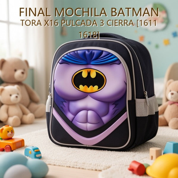 MOCHILA BATMAN TORA X16 PULCADA 3 CIERRA [1611 1618] PRECIO FINAL!!!
