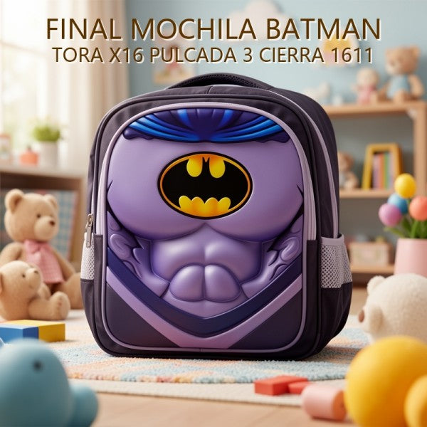 MOCHILA BATMAN TORA X16 PULCADA 3 CIERRA 1611 PRECIO FINAL!!!