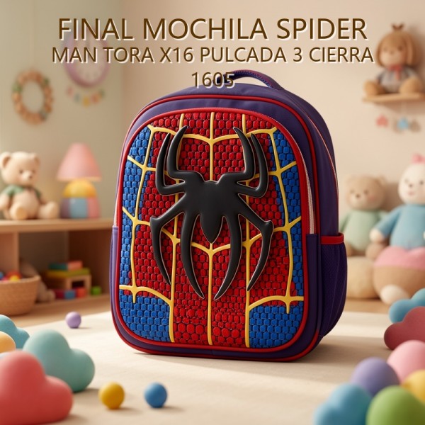 MOCHILA SPIDER MAN TORA X16 PULCADA 3 CIERRA 1605 PRECIO FINAL!!!