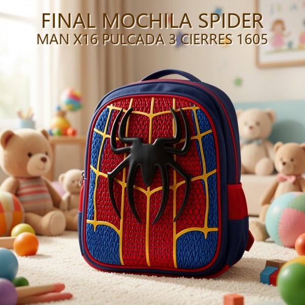 MOCHILA SPIDER MAN X16 PULCADA 3 CIERRES 1605 PRECIO FINAL!!!