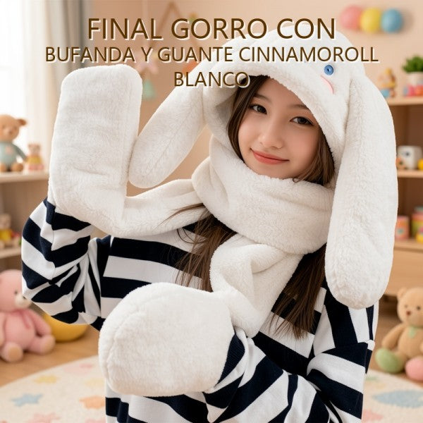 FINAL GORRO CON BUFANDA Y GUANTE CINNAMOROLL BLANCO