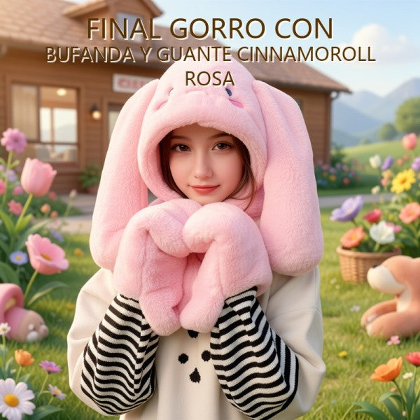 FINAL GORRO CON BUFANDA Y GUANTE CINNAMOROLL BEIGE