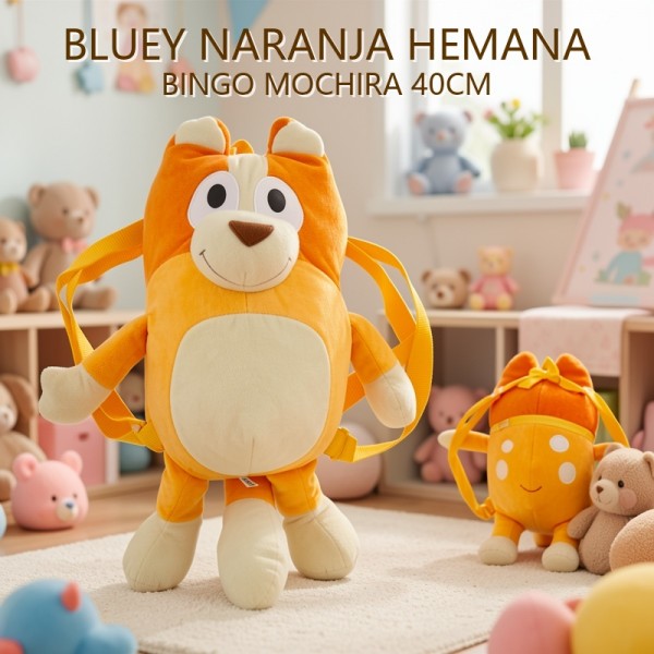 BLUEY NARANJA HERMANA BINGO MOCHILA 40CM