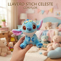 LLAVERO STITCH CELESTE CON FLOR