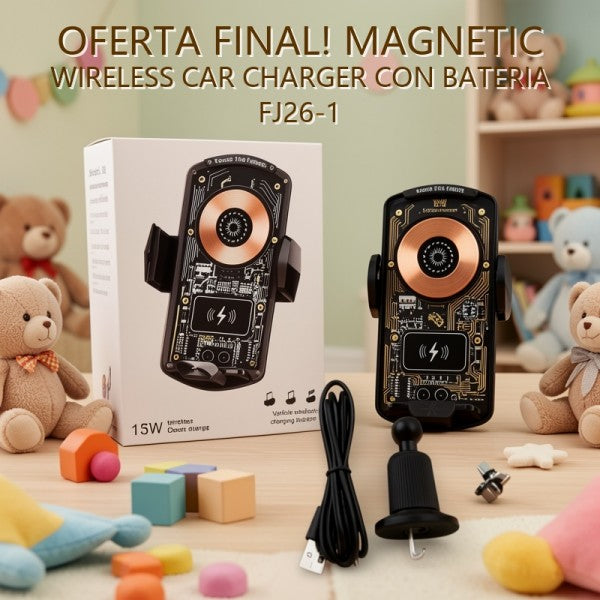MAGNETIC WIRELESS CAR CHARGER CON BATERIA FJ26-1 PRECIO FINAL!!!