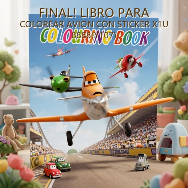 LIBRO PARA COLOREAR AVION CON STICKER X1U 8888(Y107) PRECIO FINAL!!!