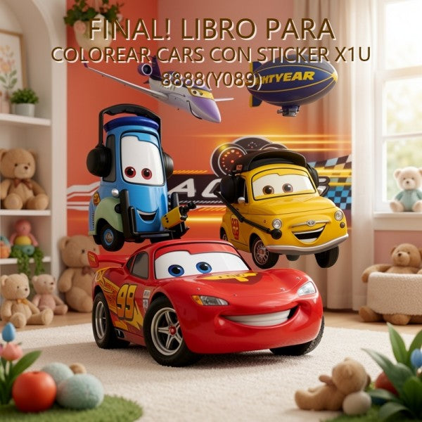 LIBRO PARA COLOREAR CARS CON STICKER X1U 8888(Y089) PRECIO FINAL!!!