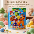 FINAL! LIBRO PARA COLOREAR 3D CON STICKER NENE SURTIDO X1U (ABC002)