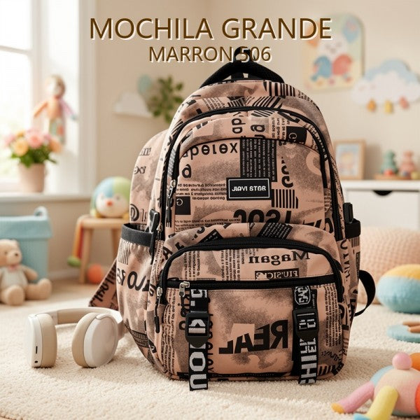 MOCHILA GRANDE MARRON 506