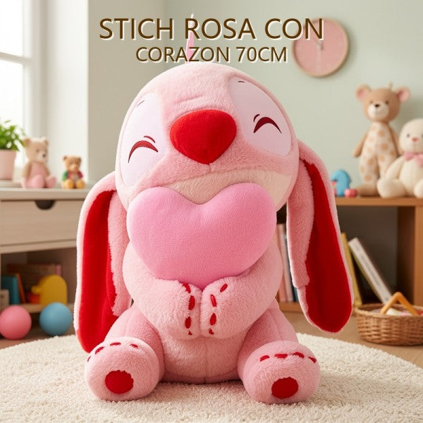 STITCH ROSA CON CORAZON 70CM