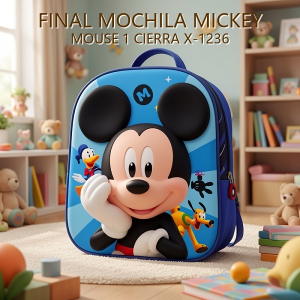 MOCHILA MICKEY MOUSE 1 CIERRA X-1236 PRECIO FINAL!!!