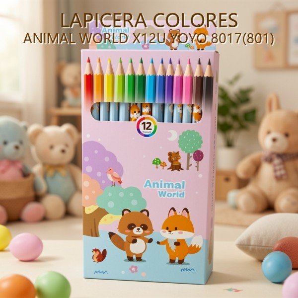 LAPICERA COLORES ANIMAL WORLD X12U YOYO 8017(801)