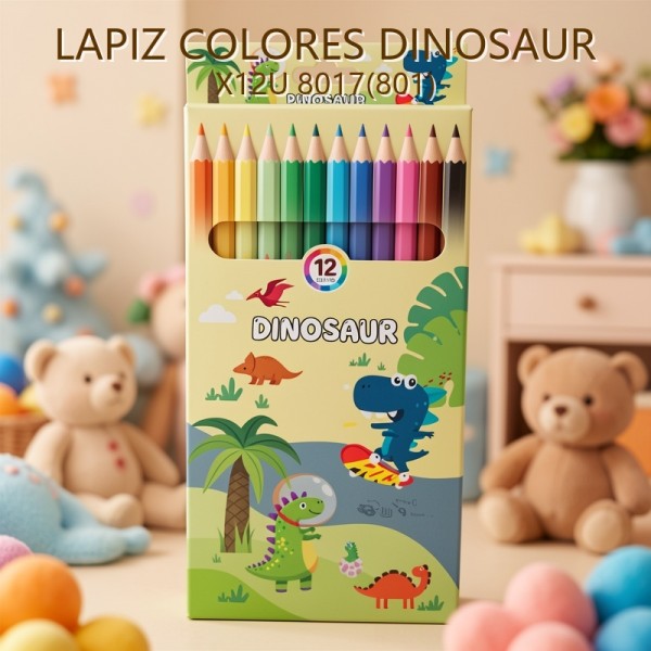 LAPIZ COLORES DINOSAUR X12U 8017(801)