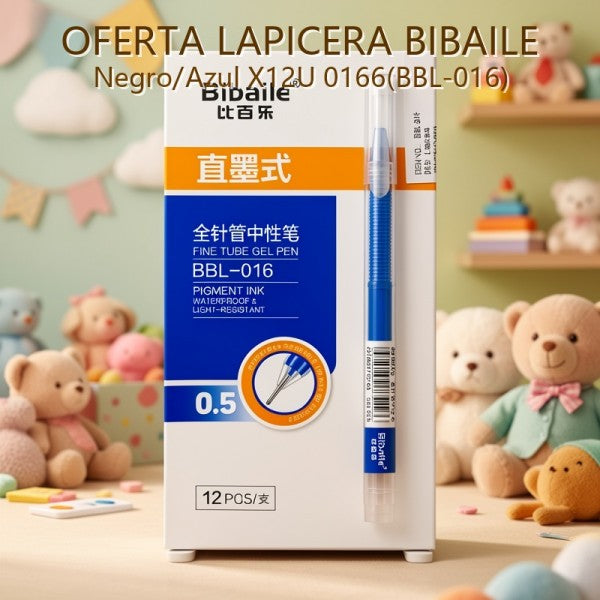 LAPICERA BIBAILE NEGRO/AZUL X12U 0166(BBL-016) OFERTA FINAL!!!