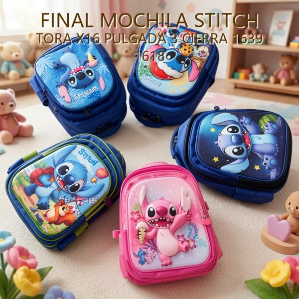 MOCHILA STITCH TORA X16 PULGADA 3 CIERRA 1639 1618 PRECIO FINAL!!!