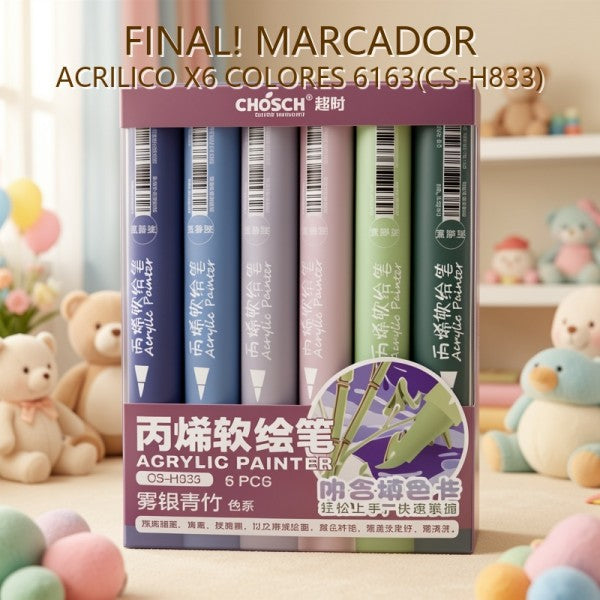 MARCADOR ACRILICO X6 COLORES 6163(CS-H833) PRECIO FINAL!!!