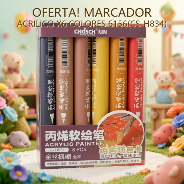 MARCADOR ACRILICO X6 COLORES 6156(CS-H834) OFERTA FINAL!!!