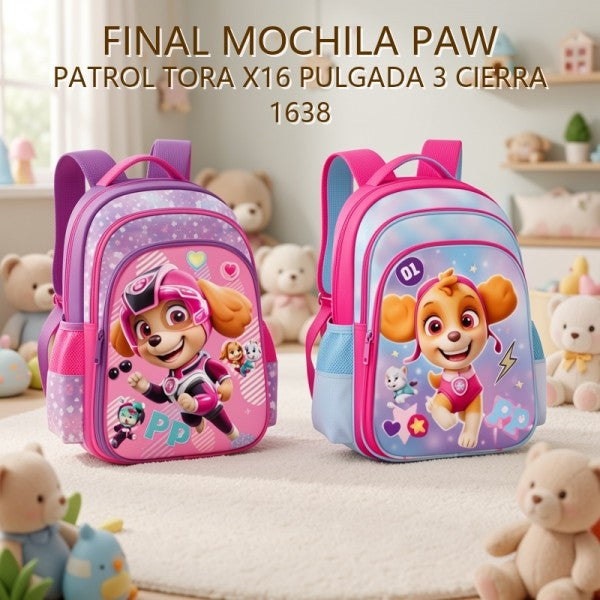 MOCHILA PAW PATROL TORA X16 PULGADA 3 CIERRA 1638 PRECIO FINAL!!!