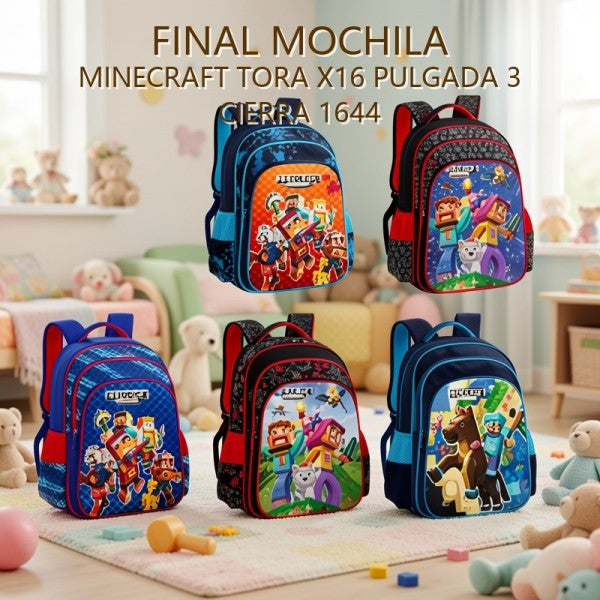 MOCHILA MINECRAFT TORA X16 PULGADA 3 CIERRA 1644 PRECIO FINAL!!!