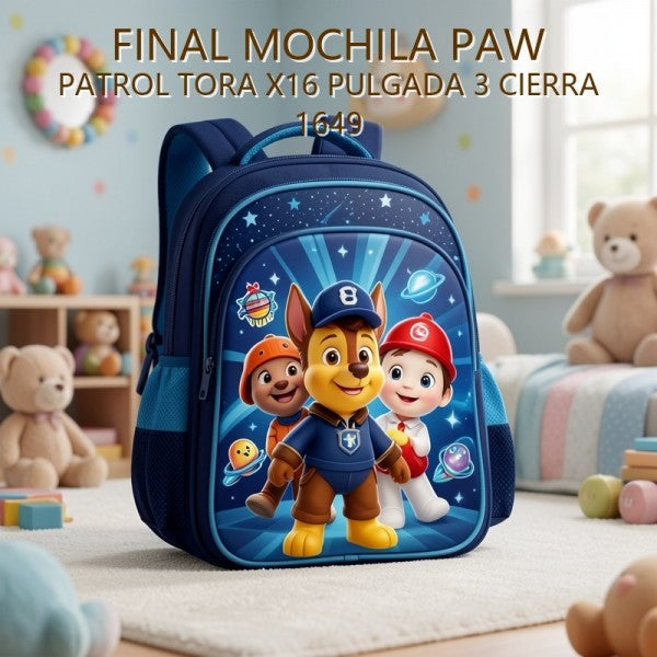 MOCHILA PAW PATROL TORA X16 PULGADA 3 CIERRA 1649 PRECIO FINAL!!!